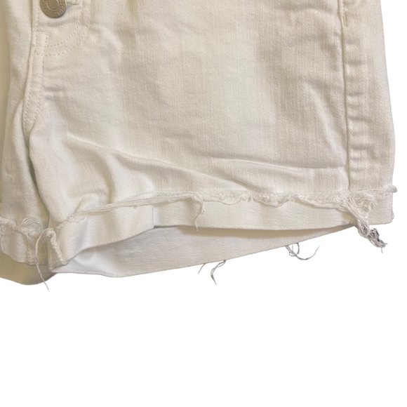 CALVIN KLEIN WHITE HIGH RISE BUTTON FLY RAW ROLLED CUFF DENIM SHORTS SZ 26 - Picture 5 of 11